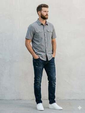 Gerry Mens XL Gray Short Sleeve Quick Dry Stretch Fishing Hiking Button Up Shirt